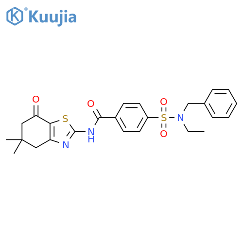 4-benzyl(ethyl)sulfamoyl-N-(5,5-dimethyl-7-oxo-4,5,6,7-tetrahydro-1,3-benzothiazol-2-yl)benzamide structure