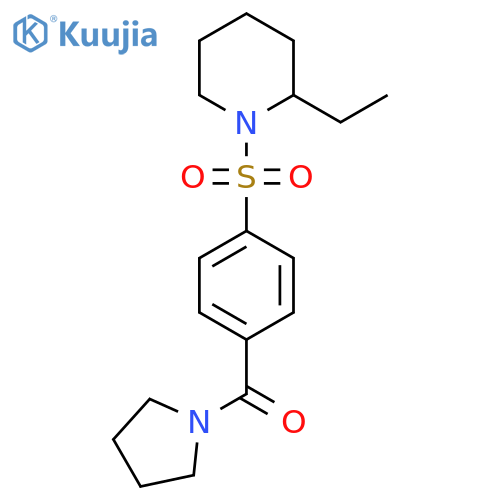 2-ethyl-1-4-(pyrrolidine-1-carbonyl)benzenesulfonylpiperidine structure