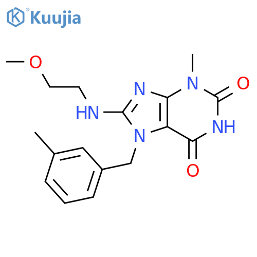 8-(2-methoxyethyl)amino-3-methyl-7-(3-methylphenyl)methyl-2,3,6,7-tetrahydro-1H-purine-2,6-dione structure