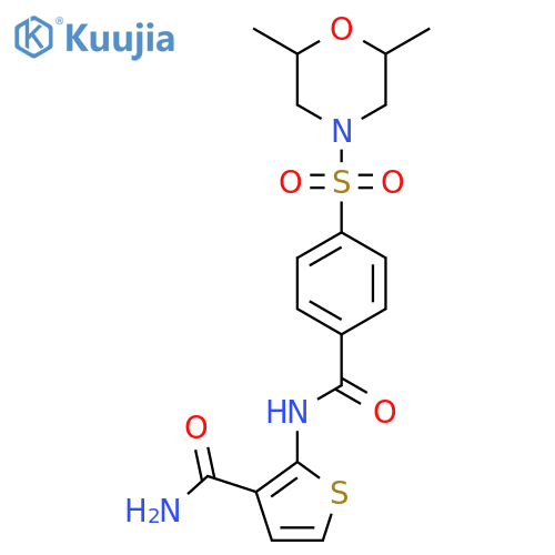 2-{4-(2,6-dimethylmorpholin-4-yl)sulfonylbenzamido}thiophene-3-carboxamide structure