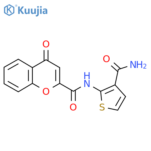 N-(3-carbamoylthiophen-2-yl)-4-oxo-4H-chromene-2-carboxamide structure