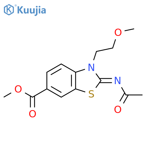 methyl (2Z)-2-(acetylimino)-3-(2-methoxyethyl)-2,3-dihydro-1,3-benzothiazole-6-carboxylate structure