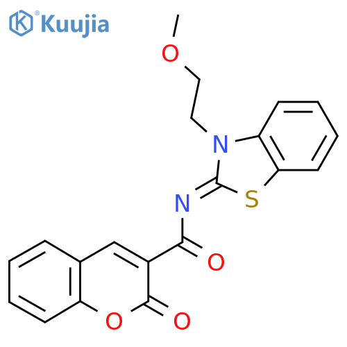N-(2Z)-3-(2-methoxyethyl)-2,3-dihydro-1,3-benzothiazol-2-ylidene-2-oxo-2H-chromene-3-carboxamide structure