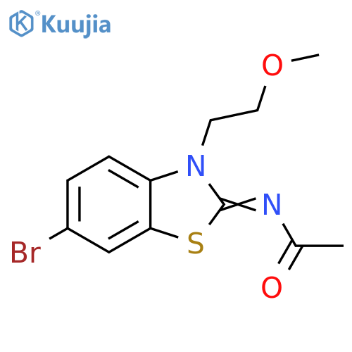 N-(2Z)-6-bromo-3-(2-methoxyethyl)-2,3-dihydro-1,3-benzothiazol-2-ylideneacetamide structure