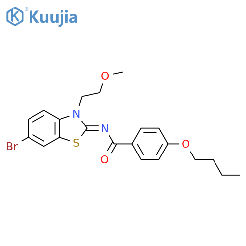 N-(2Z)-6-bromo-3-(2-methoxyethyl)-2,3-dihydro-1,3-benzothiazol-2-ylidene-4-butoxybenzamide structure