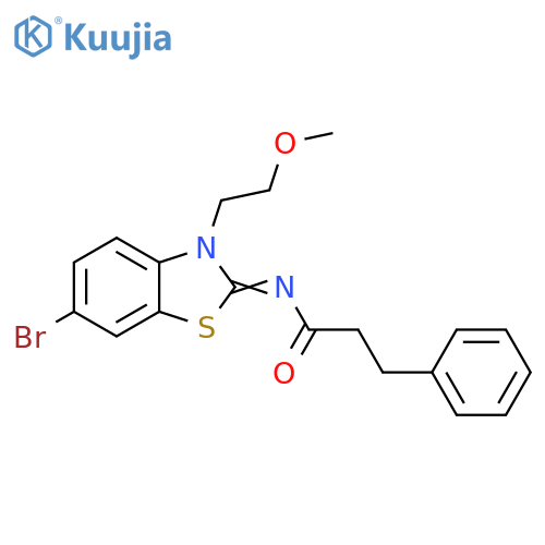 N-(2Z)-6-bromo-3-(2-methoxyethyl)-2,3-dihydro-1,3-benzothiazol-2-ylidene-3-phenylpropanamide structure