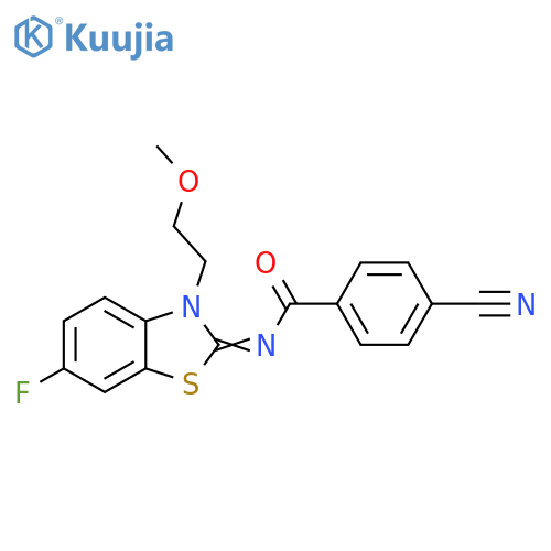 4-cyano-N-(2Z)-6-fluoro-3-(2-methoxyethyl)-2,3-dihydro-1,3-benzothiazol-2-ylidenebenzamide structure