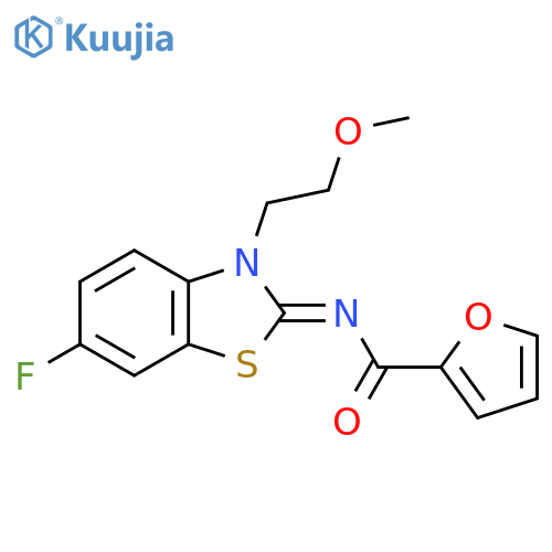 N-(2Z)-6-fluoro-3-(2-methoxyethyl)-2,3-dihydro-1,3-benzothiazol-2-ylidenefuran-2-carboxamide structure