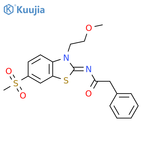 N-(2Z)-6-methanesulfonyl-3-(2-methoxyethyl)-2,3-dihydro-1,3-benzothiazol-2-ylidene-2-phenylacetamide structure