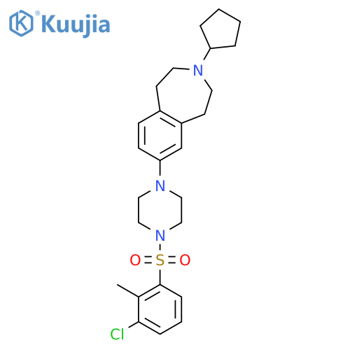 Piperazine,1-[(3-chloro-2-methylphenyl)sulfonyl]-4-(3-cyclopentyl-2,3,4,5-tetrahydro-1H-3-benzazepin-7-yl)- structure
