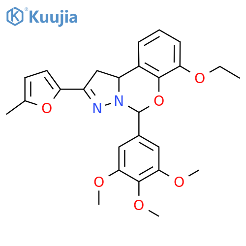 10-ethoxy-4-(5-methylfuran-2-yl)-7-(3,4,5-trimethoxyphenyl)-8-oxa-5,6-diazatricyclo7.4.0.0^{2,6}trideca-1(9),4,10,12-tetraene structure