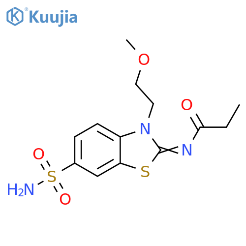 N-(2Z)-3-(2-methoxyethyl)-6-sulfamoyl-2,3-dihydro-1,3-benzothiazol-2-ylidenepropanamide structure