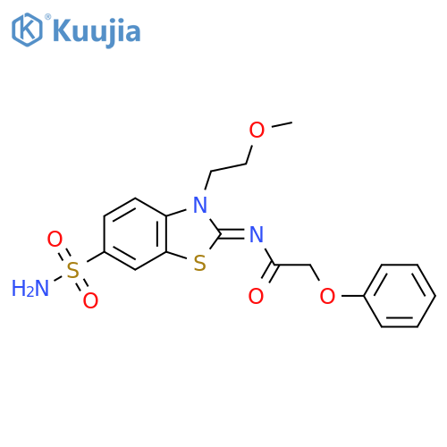 N-(2Z)-3-(2-methoxyethyl)-6-sulfamoyl-2,3-dihydro-1,3-benzothiazol-2-ylidene-2-phenoxyacetamide structure