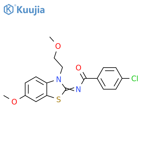 4-chloro-N-(2Z)-6-methoxy-3-(2-methoxyethyl)-2,3-dihydro-1,3-benzothiazol-2-ylidenebenzamide structure