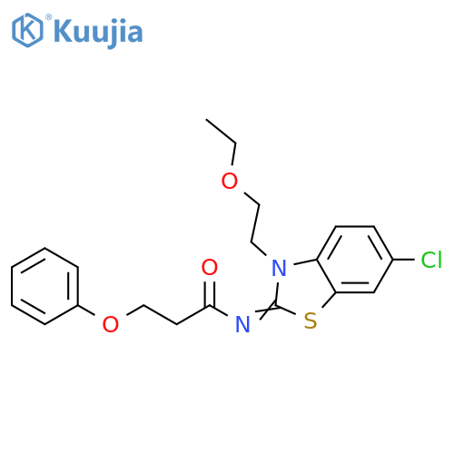 N-(2Z)-6-chloro-3-(2-ethoxyethyl)-2,3-dihydro-1,3-benzothiazol-2-ylidene-3-phenoxypropanamide structure