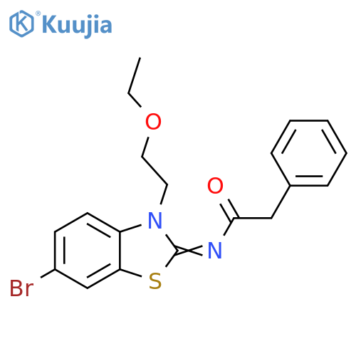 N-(2Z)-6-bromo-3-(2-ethoxyethyl)-2,3-dihydro-1,3-benzothiazol-2-ylidene-2-phenylacetamide structure