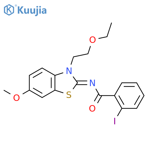 N-(2Z)-3-(2-ethoxyethyl)-6-methoxy-2,3-dihydro-1,3-benzothiazol-2-ylidene-2-iodobenzamide structure