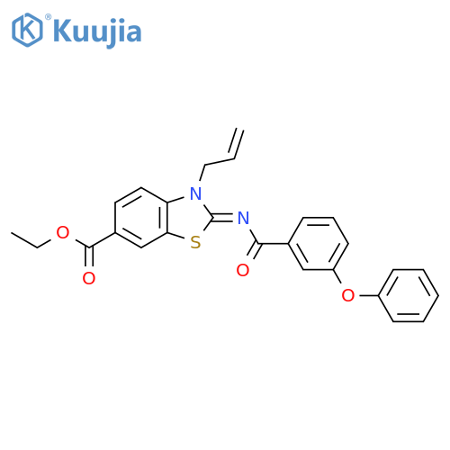 ethyl (2Z)-2-(3-phenoxybenzoyl)imino-3-(prop-2-en-1-yl)-2,3-dihydro-1,3-benzothiazole-6-carboxylate structure
