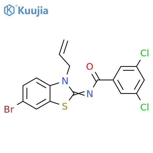 N-(2Z)-6-bromo-3-(prop-2-en-1-yl)-2,3-dihydro-1,3-benzothiazol-2-ylidene-3,5-dichlorobenzamide structure