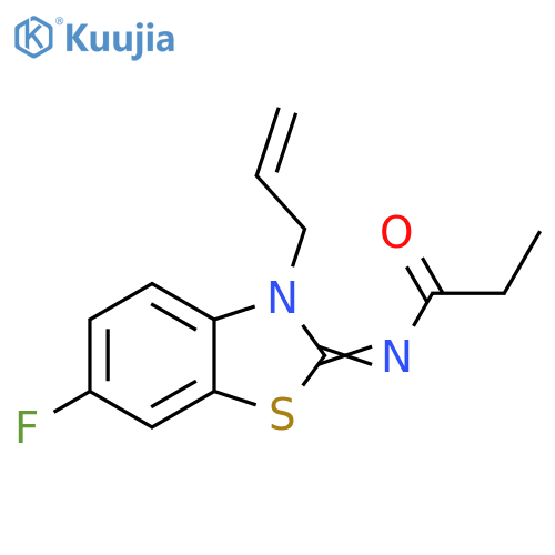 N-(2Z)-6-fluoro-3-(prop-2-en-1-yl)-2,3-dihydro-1,3-benzothiazol-2-ylidenepropanamide structure