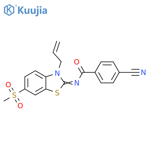 4-cyano-N-(2Z)-6-methanesulfonyl-3-(prop-2-en-1-yl)-2,3-dihydro-1,3-benzothiazol-2-ylidenebenzamide structure