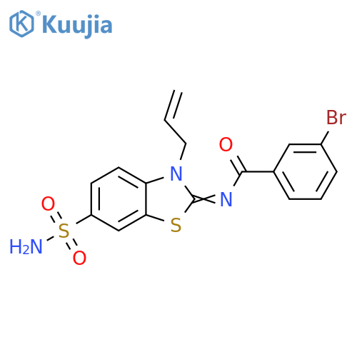 3-bromo-N-(2Z)-3-(prop-2-en-1-yl)-6-sulfamoyl-2,3-dihydro-1,3-benzothiazol-2-ylidenebenzamide structure