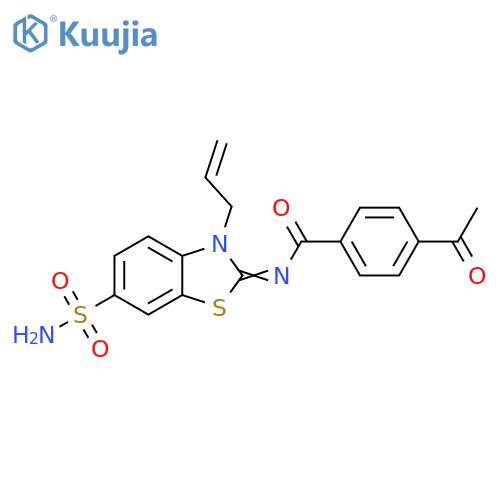4-acetyl-N-(2Z)-3-(prop-2-en-1-yl)-6-sulfamoyl-2,3-dihydro-1,3-benzothiazol-2-ylidenebenzamide structure