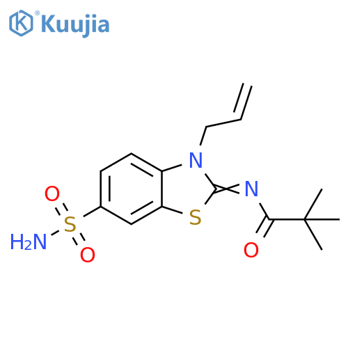 2,2-dimethyl-N-(2Z)-3-(prop-2-en-1-yl)-6-sulfamoyl-2,3-dihydro-1,3-benzothiazol-2-ylidenepropanamide structure