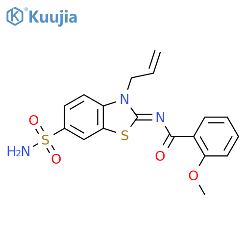 2-methoxy-N-(2Z)-3-(prop-2-en-1-yl)-6-sulfamoyl-2,3-dihydro-1,3-benzothiazol-2-ylidenebenzamide structure