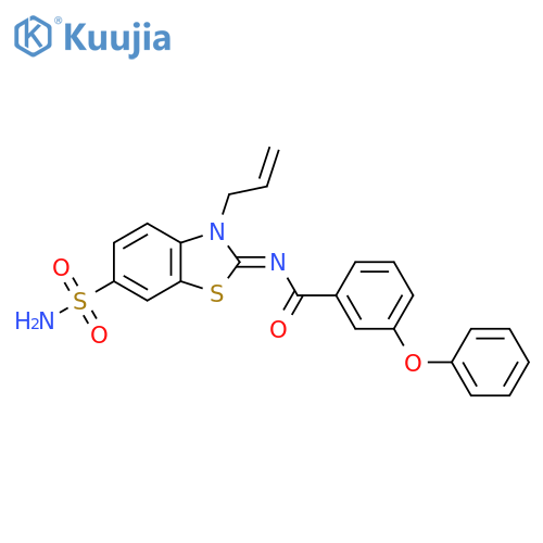 3-phenoxy-N-(2Z)-3-(prop-2-en-1-yl)-6-sulfamoyl-2,3-dihydro-1,3-benzothiazol-2-ylidenebenzamide structure
