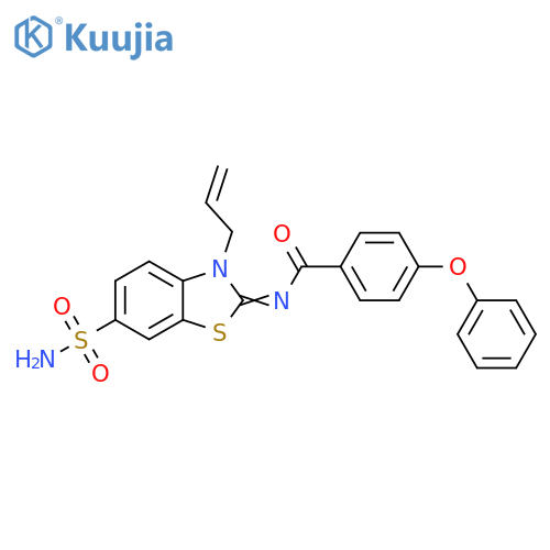 4-phenoxy-N-(2Z)-3-(prop-2-en-1-yl)-6-sulfamoyl-2,3-dihydro-1,3-benzothiazol-2-ylidenebenzamide structure