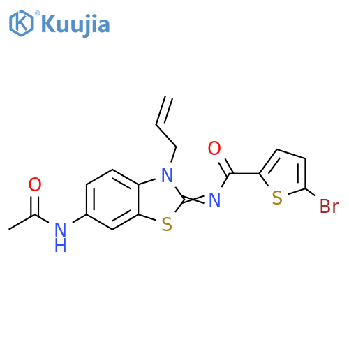 5-bromo-N-(2Z)-6-acetamido-3-(prop-2-en-1-yl)-2,3-dihydro-1,3-benzothiazol-2-ylidenethiophene-2-carboxamide structure