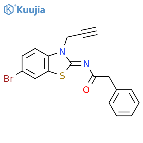 N-(2Z)-6-bromo-3-(prop-2-yn-1-yl)-2,3-dihydro-1,3-benzothiazol-2-ylidene-2-phenylacetamide structure