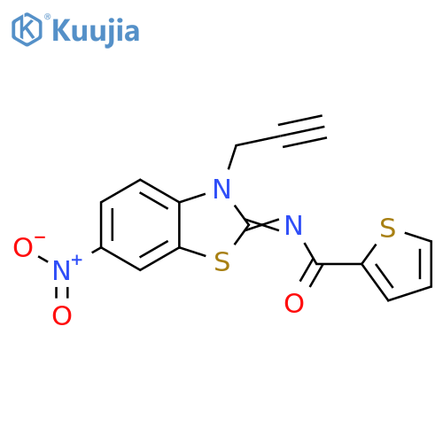 N-(2Z)-6-nitro-3-(prop-2-yn-1-yl)-2,3-dihydro-1,3-benzothiazol-2-ylidenethiophene-2-carboxamide structure