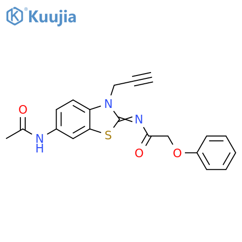 N-(2Z)-6-acetamido-3-(prop-2-yn-1-yl)-2,3-dihydro-1,3-benzothiazol-2-ylidene-2-phenoxyacetamide structure