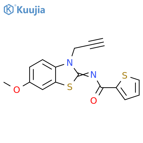 N-(2Z)-6-methoxy-3-(prop-2-yn-1-yl)-2,3-dihydro-1,3-benzothiazol-2-ylidenethiophene-2-carboxamide structure