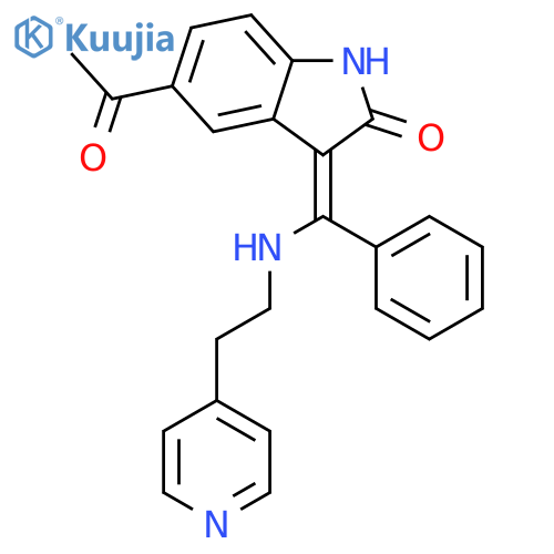 2H-Indol-2-one,5-acetyl-1,3-dihydro-3-[phenyl[[2-(4-pyridinyl)ethyl]amino]methylene]- structure