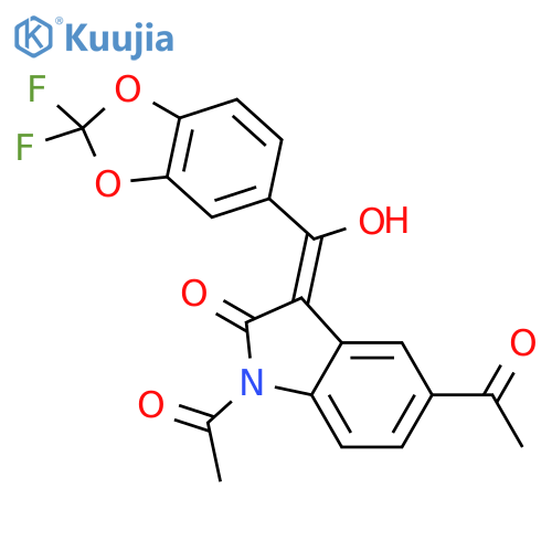 2H-Indol-2-one,1,5-diacetyl-3-[(2,2-difluoro-1,3-benzodioxol-5-yl)hydroxymethylene]-1,3-dihydro- structure