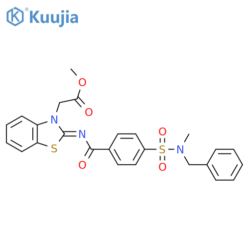 methyl 2-(2Z)-2-({4-benzyl(methyl)sulfamoylbenzoyl}imino)-2,3-dihydro-1,3-benzothiazol-3-ylacetate structure