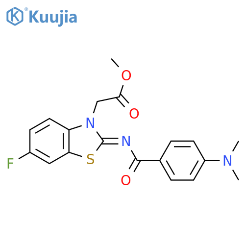 methyl 2-(2Z)-2-{4-(dimethylamino)benzoylimino}-6-fluoro-2,3-dihydro-1,3-benzothiazol-3-ylacetate structure