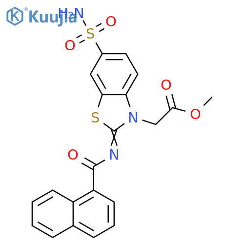 methyl 2-(2Z)-2-(naphthalene-1-carbonyl)imino-6-sulfamoyl-2,3-dihydro-1,3-benzothiazol-3-ylacetate structure