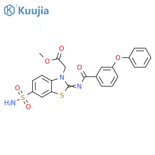 methyl 2-(2Z)-2-(3-phenoxybenzoyl)imino-6-sulfamoyl-2,3-dihydro-1,3-benzothiazol-3-ylacetate structure