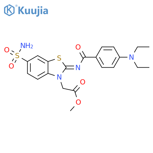 methyl 2-(2Z)-2-{4-(diethylamino)benzoylimino}-6-sulfamoyl-2,3-dihydro-1,3-benzothiazol-3-ylacetate structure