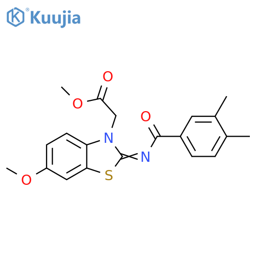 methyl 2-(2Z)-2-(3,4-dimethylbenzoyl)imino-6-methoxy-2,3-dihydro-1,3-benzothiazol-3-ylacetate structure