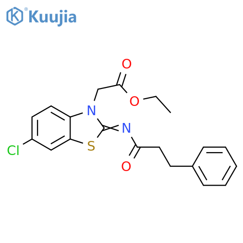 ethyl 2-(2Z)-6-chloro-2-(3-phenylpropanoyl)imino-2,3-dihydro-1,3-benzothiazol-3-ylacetate structure