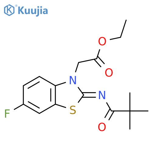 ethyl 2-(2Z)-2-(2,2-dimethylpropanoyl)imino-6-fluoro-2,3-dihydro-1,3-benzothiazol-3-ylacetate structure