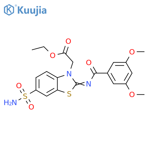 ethyl 2-(2Z)-2-(3,5-dimethoxybenzoyl)imino-6-sulfamoyl-2,3-dihydro-1,3-benzothiazol-3-ylacetate structure