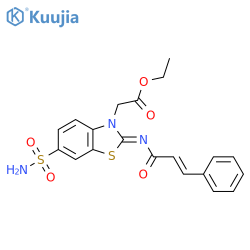ethyl 2-(2Z)-2-{(2E)-3-phenylprop-2-enoylimino}-6-sulfamoyl-2,3-dihydro-1,3-benzothiazol-3-ylacetate structure