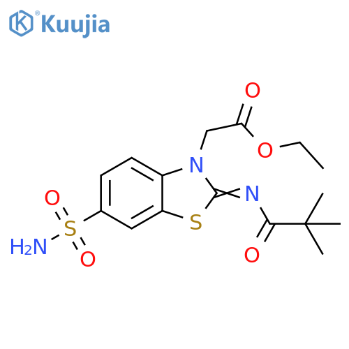 ethyl 2-(2Z)-2-(2,2-dimethylpropanoyl)imino-6-sulfamoyl-2,3-dihydro-1,3-benzothiazol-3-ylacetate structure
