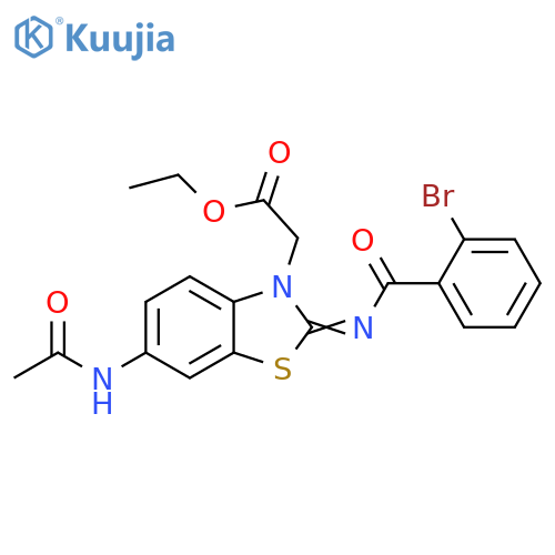 ethyl 2-(2Z)-2-(2-bromobenzoyl)imino-6-acetamido-2,3-dihydro-1,3-benzothiazol-3-ylacetate structure